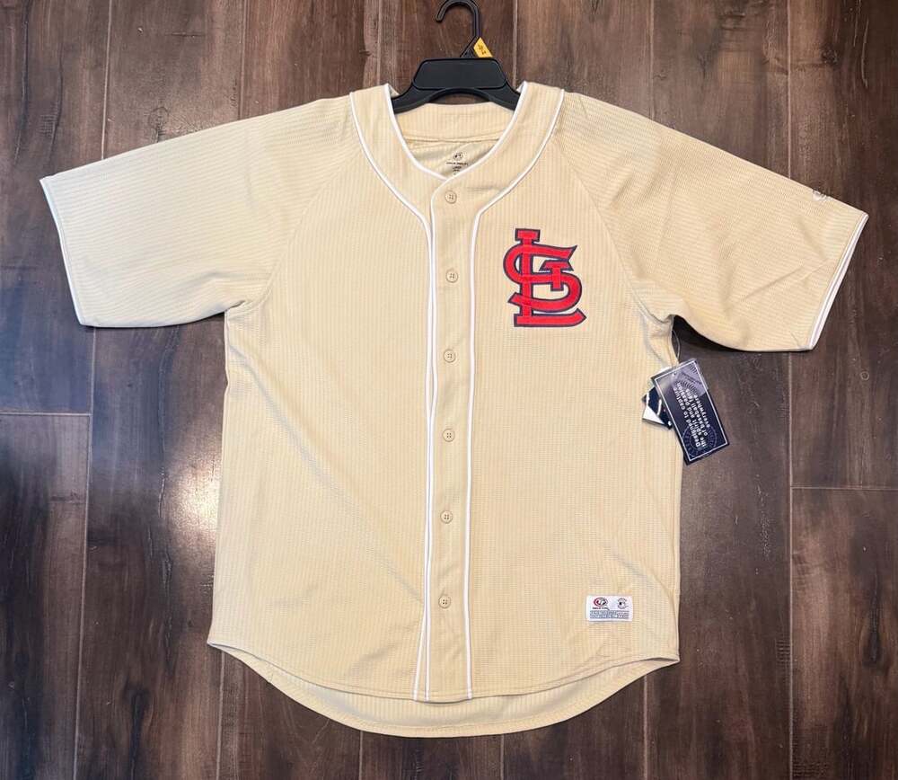 True Fan St. Louis Cardinals Baseball Jersey Size Large Cream